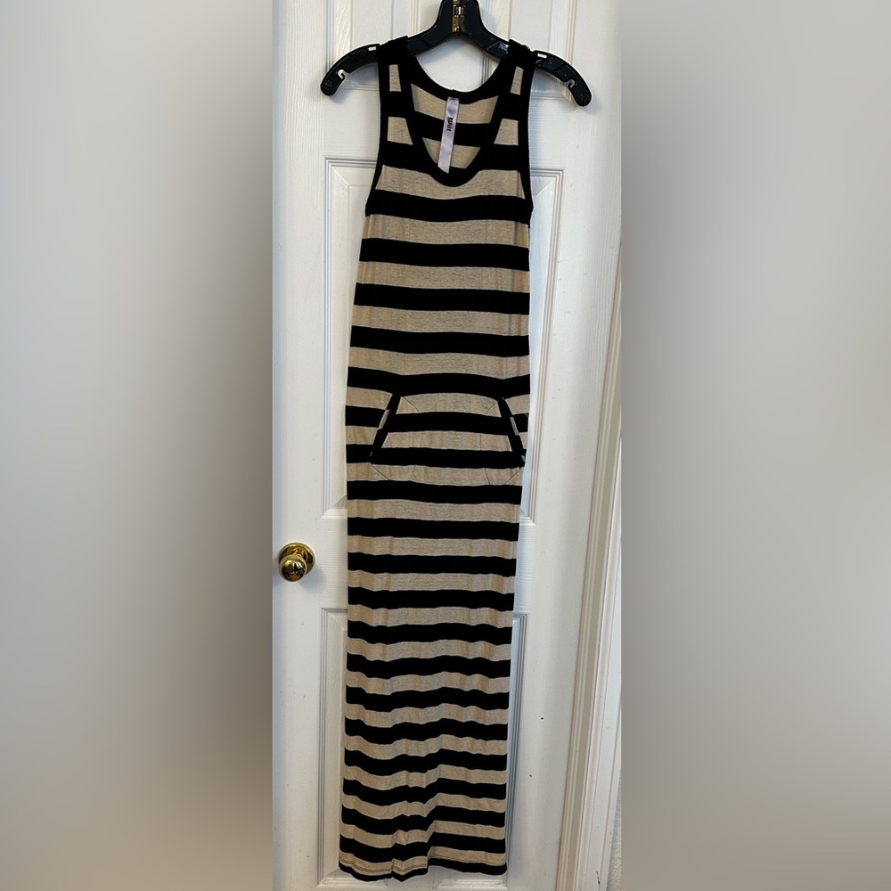 Wilt black & cream striped sleeveless maxi dress.